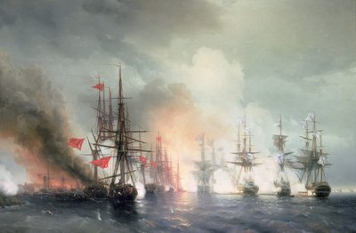 Russian-Turkish Sea Battle of Sinop on 18th November 1853 by Ivan Konstantinovich Aivazovsky